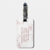 White Rose Marble Roos Gold Monogrammed Initiaal Bagagelabel (Achterkant verticaal)