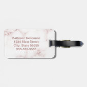 White Rose Marble Roos Gold Monogrammed Initiaal Bagagelabel (Achterkant horizontaal)