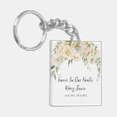 White Rose Memorial Funeral Photo Keychain (Voorkant Links)