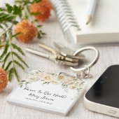 White Rose Memorial Funeral Photo Keychain (Voorkant Rechts)