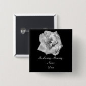 White Rose memory pin Vierkante Button 5,1 Cm (Voorkant /achterkant)