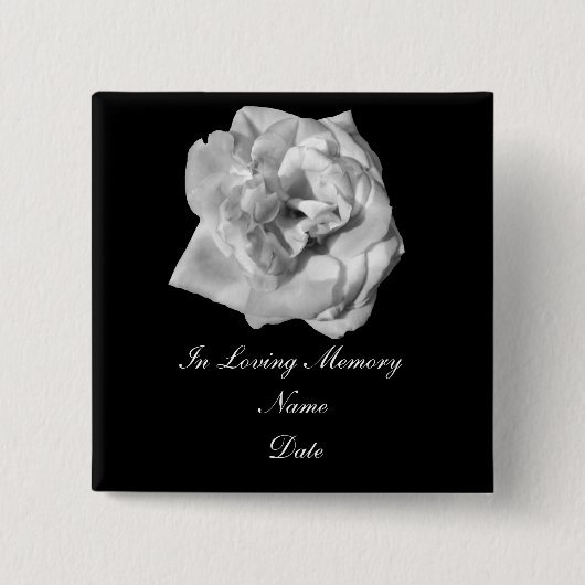 White Rose memory pin Vierkante Button 5,1 Cm (Voorkant)