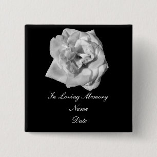 White Rose memory pin Vierkante Button 5,1 Cm