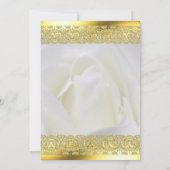 White Rose met Gold Lace Wedding Kaart (Achterkant)