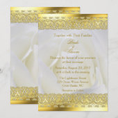 White Rose met Gold Lace Wedding Kaart (Voorkant / Achterkant)