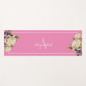White Rose monogrammed roze Yogamat (Voorkant (horizontaal))