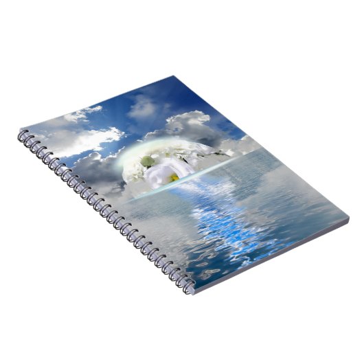 White Rose Moon Floating Through Ocean Fantasy Notitieboek (Rechterzijde)