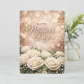 White Rose Mother’s Day Greeting Design Feestdagenkaart (Staand voorkant)