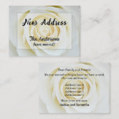 White Rose Nieuwe Adresaankondiging Notitiekaartje (Voorkant / Achterkant)