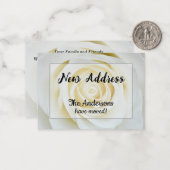 White Rose Nieuwe Adresaankondiging Notitiekaartje (Voorkant / Achterkant in situ)