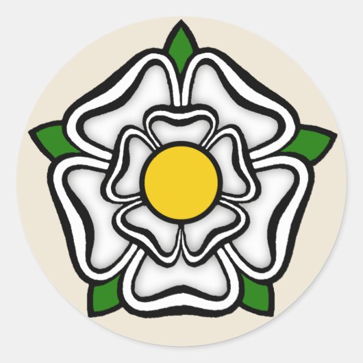 White Rose of York, Engeland Emblem of Royalty Ronde Sticker (Voorkant)