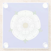 White Rose of York Glass Onderzetter Glazen Onderzetter (Achterkant)