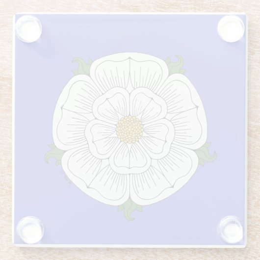 White Rose of York Glass Onderzetter Glazen Onderzetter (Achterkant)