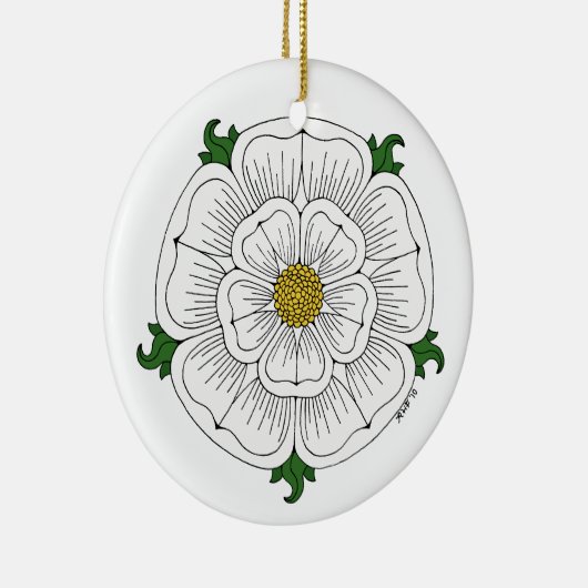 White Rose of York Keramisch Ornament (Rechts)