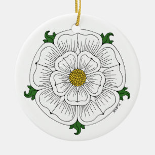 White Rose of York Keramisch Ornament