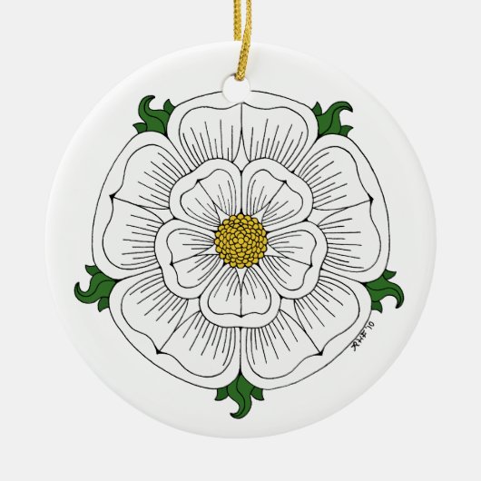 White Rose of York Keramisch Ornament (Voorkant)