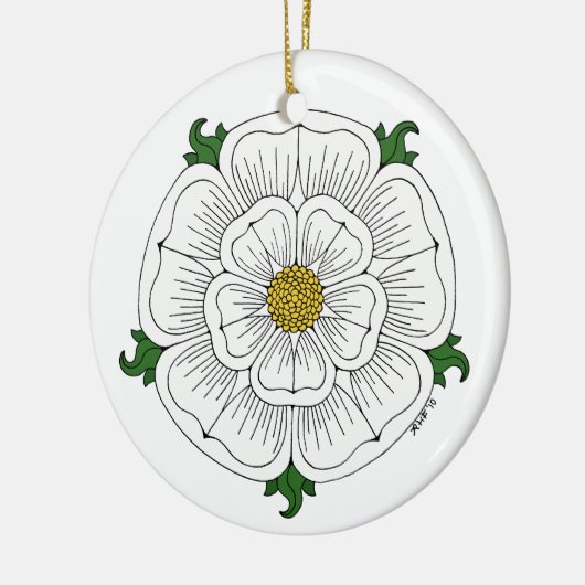 White Rose of York Keramisch Ornament (Links)