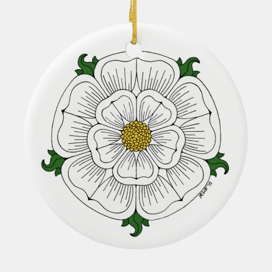 White Rose of York Keramisch Ornament (Achterkant)