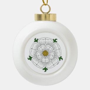 White Rose of York Keramische Bal Ornament