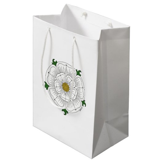 White Rose of York Medium Cadeauzakje (Voorkant Gekanteld)