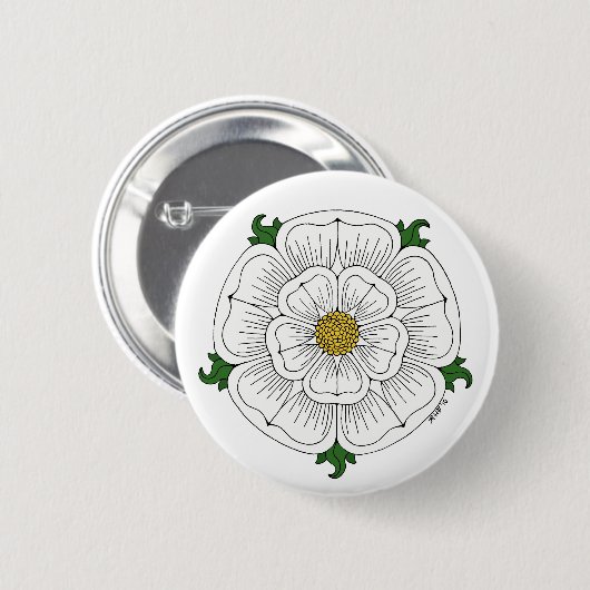 White Rose of York Ronde Button 5,7 Cm (Voorkant /achterkant)
