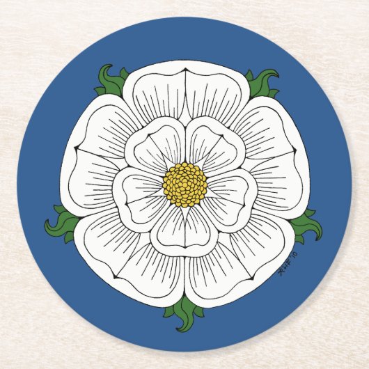White Rose of York Ronde Kartonnen Onderzetter (Voorkant)