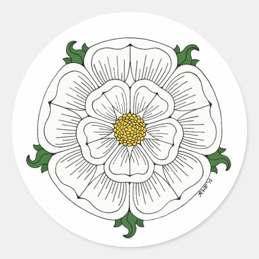 White Rose of York Ronde Sticker (Voorkant)