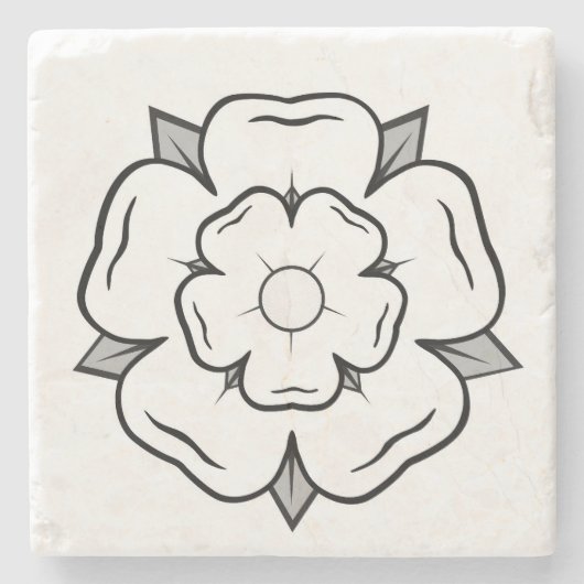 White Rose of York Stenen Onderzetter (Voorkant)
