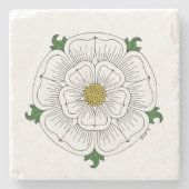 White Rose of York Stenen Onderzetter (Voorkant)