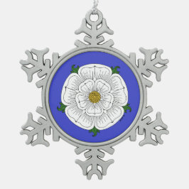 White Rose of York Tin Sneeuwvlok Ornament