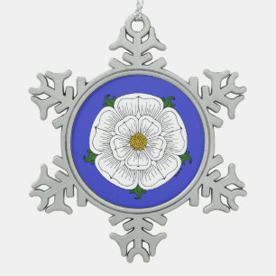 White Rose of York Tin Sneeuwvlok Ornament