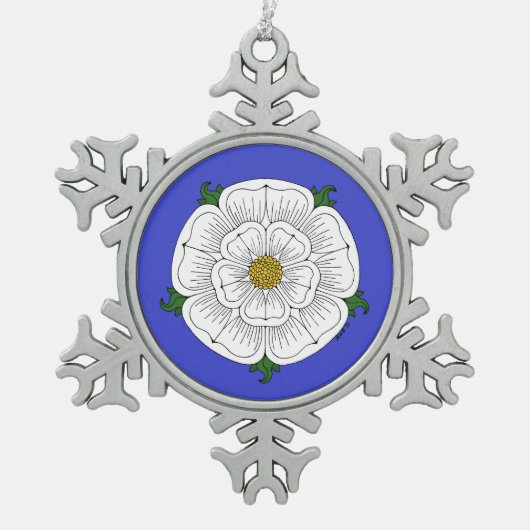 White Rose of York Tin Sneeuwvlok Ornament (Voorkant)