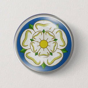 White Rose of Yorkshire Flag Ronde Button 5,7 Cm
