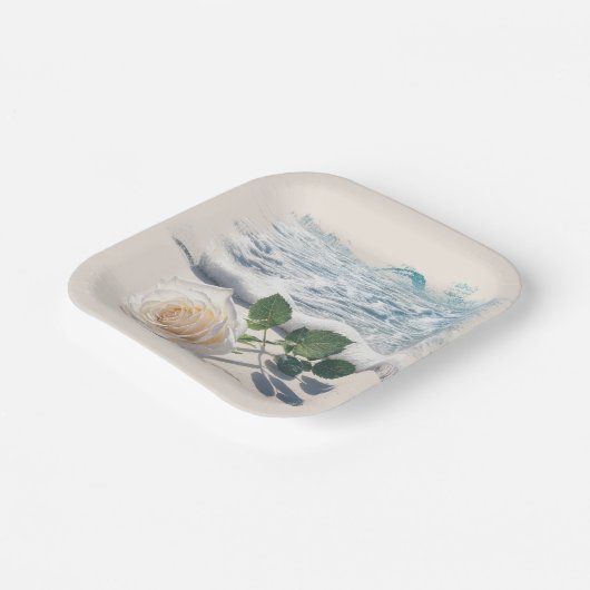 White Rose On Beach Sand  Papieren Bordje (Gebogen)