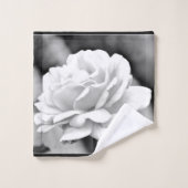 White Rose on Black Bathroom Towels Bad Handdoek (Wasdoekje)