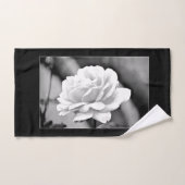 White Rose on Black Bathroom Towels Bad Handdoek (Handdoek)
