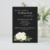 White Rose on Black Birthday Invitation Kaart (Staand voorkant)