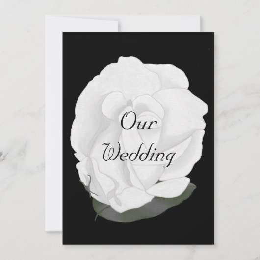 White Rose on Black, Wedding Invitations Kaart (Voorkant)