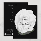 White Rose on Black, Wedding Invitations Kaart (Voorkant / Achterkant)