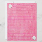 White Rose on Lined Pink Stationery Briefhoofd (Voorkant)