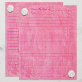 White Rose on Lined Pink Stationery Briefhoofd (Voorkant / Achterkant)