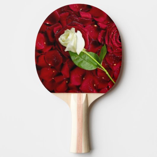 White Rose on Red Petals Tafeltennisbatje (Voorkant)