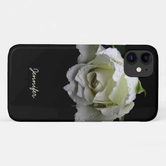 White Rose op Black Case-Mate iPhone Case (Achterkant (horizontaal))