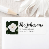 White Rose op Black Floral Retour Adreslabels Etiket (Insitu)