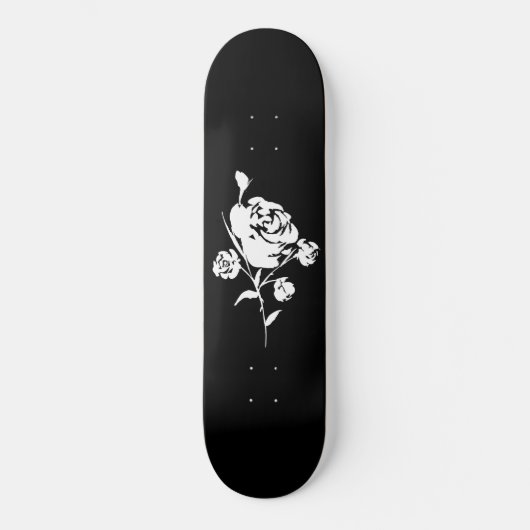 White Rose op Black Persoonlijk Skateboard (Voorkant)