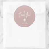 White Rose op Dusty Pink Bedankt Sticker (Tas)