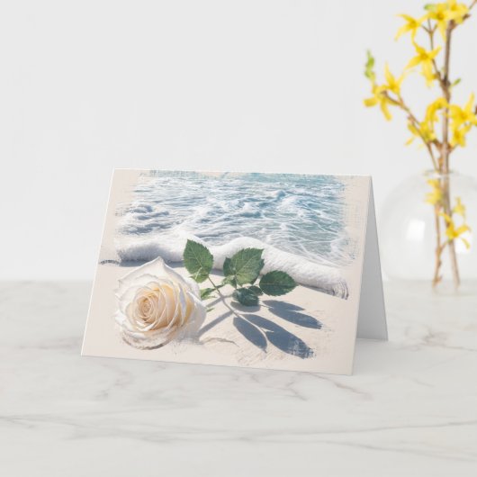 White Rose op het strand zand sympathie Kaart (Gele Bloem)
