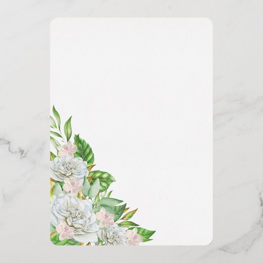 White Rose Orchid 70th Wedding Jubileum Party Folie Uitnodiging (Achterkant)