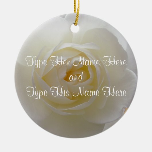 White Rose Ornament Personalized Roos Decorations (Voorkant)