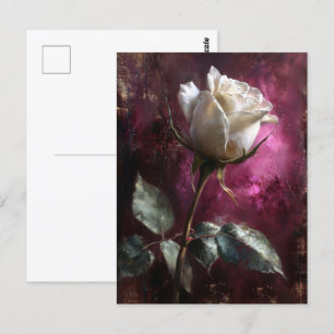 White Rose Paarse achtergrond Briefkaart
